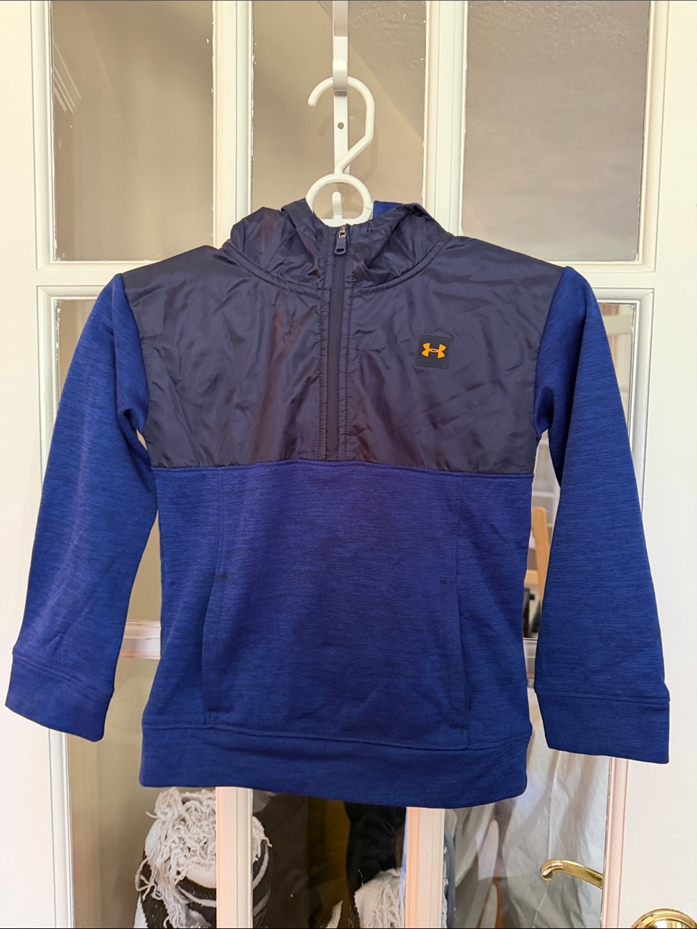 Under Armour Two-Tone Blue Kids' Half-Zip Hoodie with Gold Logo